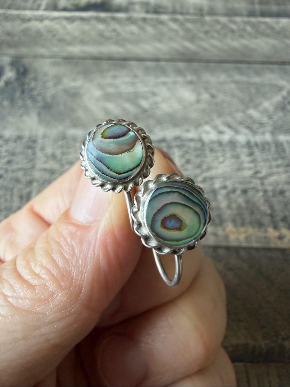 Vintage Sterling Silver & Abalone Earrings